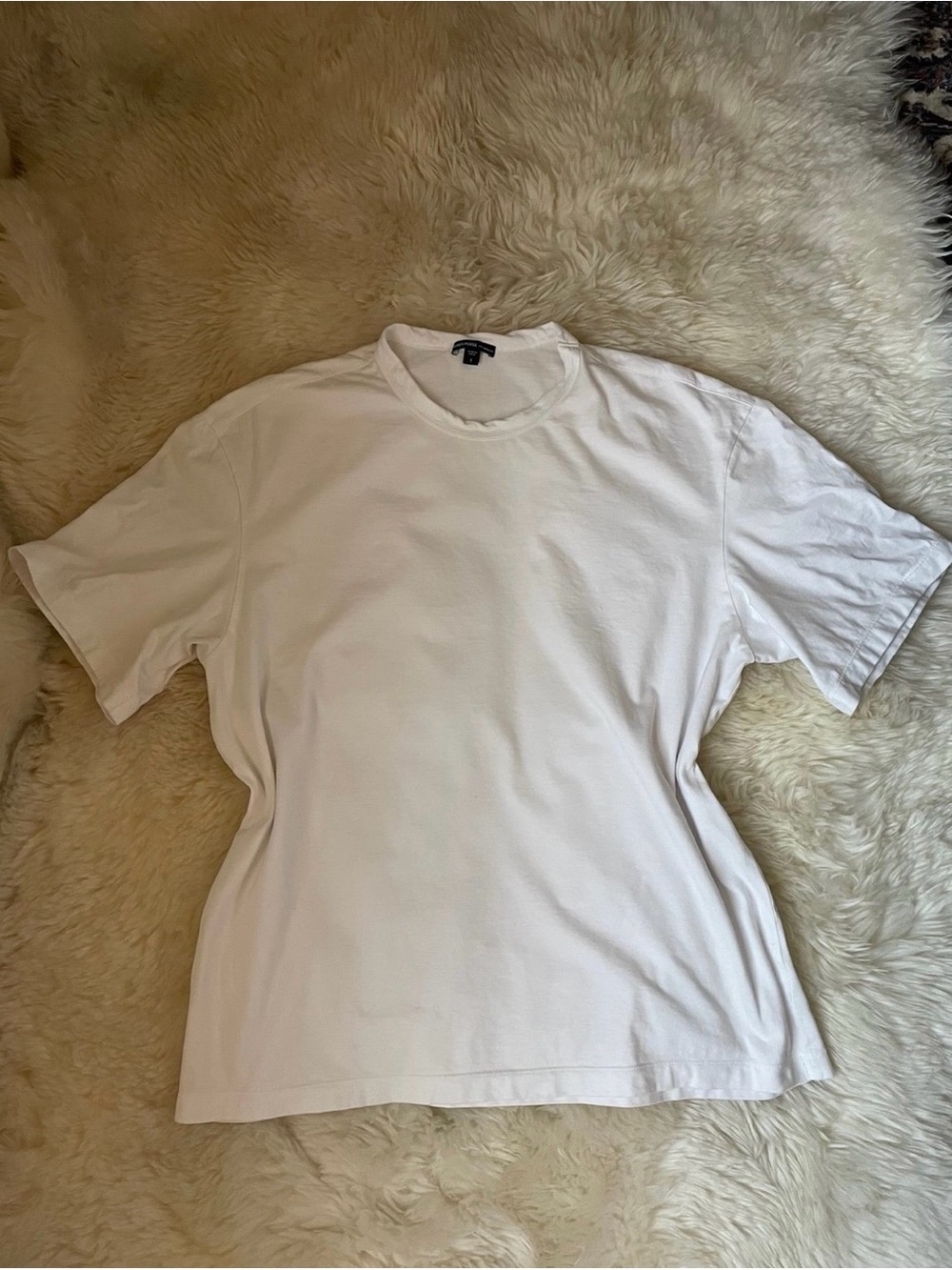 James Perse Heavy Luxe Jersey Oversized Crew White Cotton Men's Tee Size S